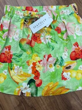 NWT Seafolly Tropique Mini Sarong Skirt | Aloe Gel | Organic Cotton | Size S